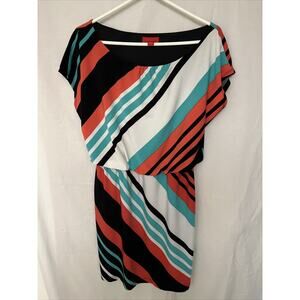 Signature By Sangria Womens Striped Cap Sleeve Dress Size Large